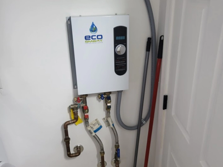 newly installed tankless water heater